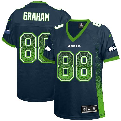 Women's Nike Seattle Seahawks #88 Jimmy Graham Blue NFL Elite Drift Fashion Jersey