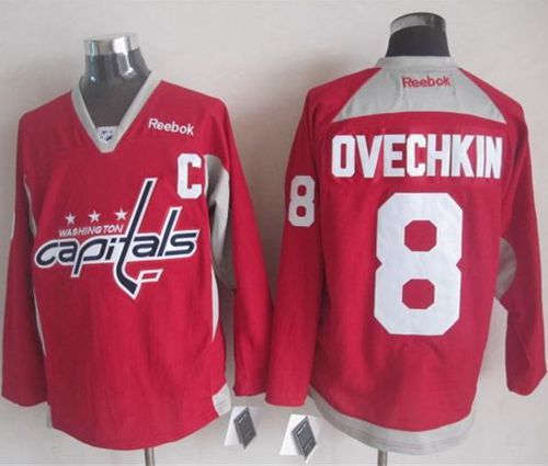 Washington Capitals #8 Alex Ovechkin Red Practice Stitched NHL Jersey