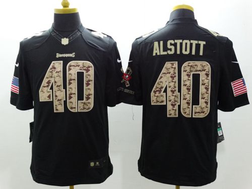 Nike Tampa Bay Buccaneers #40 Mike Alstott Black Stitched NFL Limited Salute to Service Jersey