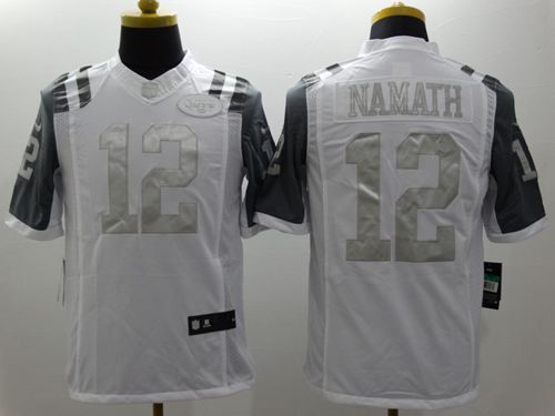 Nike New York Jets #12 Joe Namath White Stitched NFL Limited Platinum Jersey