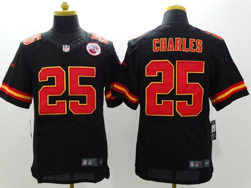 Nike Kansas City Chiefs #25 Jamaal Charles Black Stitched NFL Elite Jersey