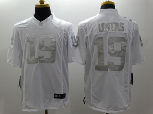 Nike Indianapolis Colts #19 Johnny Unitas White Stitched NFL Limited Platinum Jersey