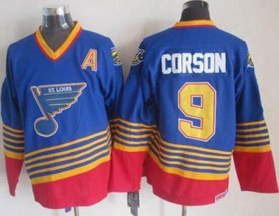 St. Louis Blues #9 Shayne Corson Light Blue Red CCM Throwback Stitched NHL Jersey St. Louis Blues #9 Shayne Corson Light Blue Red CCM Throwback Stitched NHL Jersey
