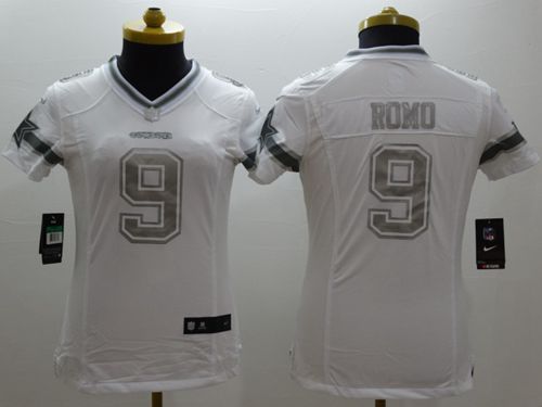 Women's Nike Dallas Cowboys #9 Tony Romo White NFL Limited Platinum Jersey