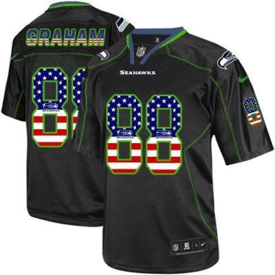 Nike Seattle Seahawks #88 Jimmy Graham Black NFL Elite USA Flag Fashion Jersey
