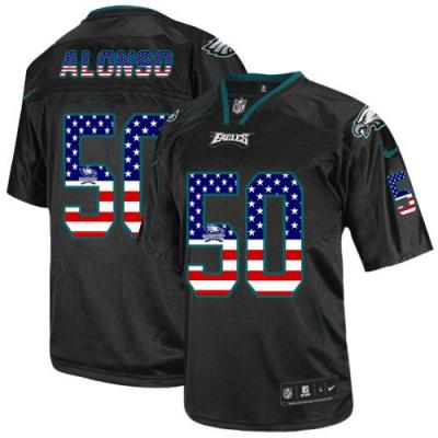 Nike Philadelphia Eagles #50 Kiko Alonso Black NFL Elite USA Flag Fashion Jersey