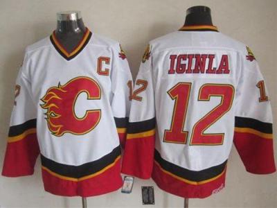 Calgary Flames #12 Jarome Iginla White Black CCM Throwback Stitched NHL Jersey Calgary Flames #12 Jarome Iginla White Black CCM Throwback Stitched NHL Jersey