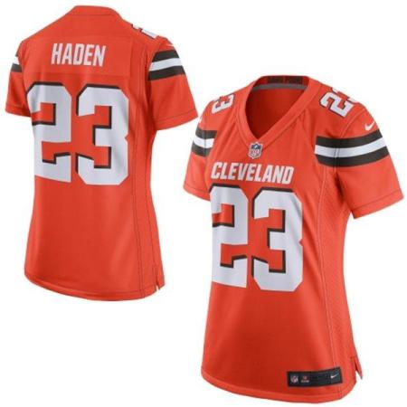 Women's Nike Cleveland Browns #23 Joe Haden Orange Stitched NFL Jersey