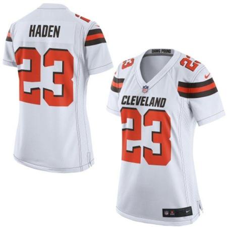 Women's Nike Cleveland Browns #23 Joe Haden White Stitched NFL Jersey