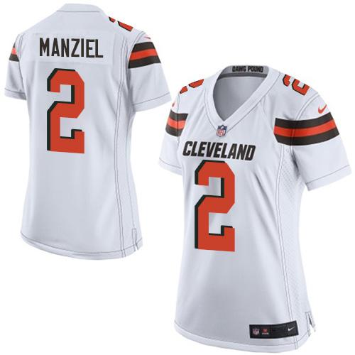 Women's Nike Cleveland Browns #2 Johnny Manziel White Stitched NFL Jersey