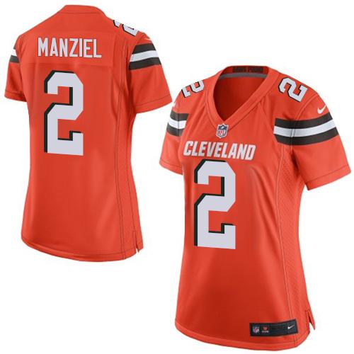 Women's Nike Cleveland Browns #2 Johnny Manziel Orange Stitched NFL Jersey