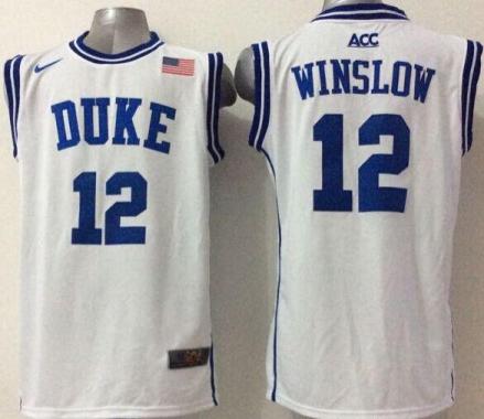 Duke Blue Devils #12 Justise Winslow White Stitched Basketball NCAA Jersey