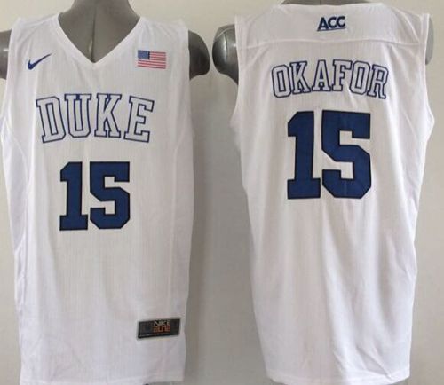 Duke Blue Devils #15 Jahlil Okafor White Basketball Stitched NCAA Jersey