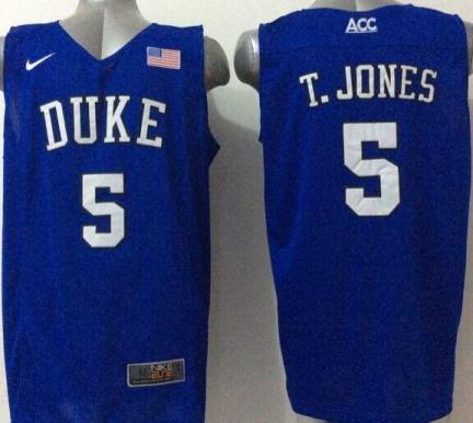 Duke Blue Devils #5 T.Jones Blue Stitched Basketball NCAA Jersey
