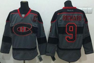Montreal Canadiens #9 Maurice Richard Charcoal Cross Check Fashion Stitched NHL Jersey
