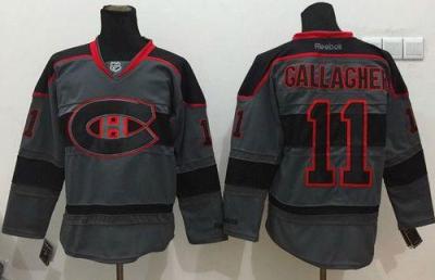 Montreal Canadiens #11 Brendan Gallagher Charcoal Cross Check Fashion Stitched NHL Jersey