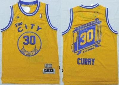 Golden State Warriors #30 Stephen Curry Gold Throwback The City Stitched NBA Jersey