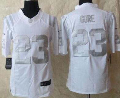 Nike Indianapolis Colts #23 Frank Gore White Men's Stitched NFL Limited Platinum Jersey