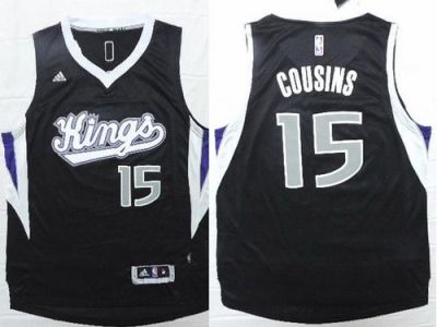Sacramento Kings #15 DeMarcus Cousins Black Revolution 30 Stitched NBA Jersey