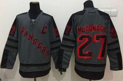 New York Rangers #27 Ryan McDonagh Charcoal Cross Check Fashion Stitched NHL Jersey