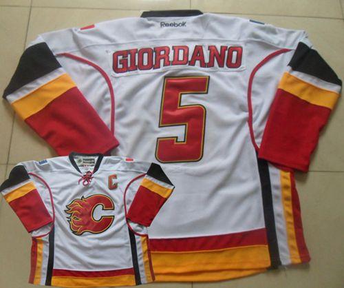 Calgary Flames #5 Mark Giordano White Stitched NHL Jersey
