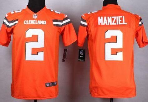 Youth Nike Cleveland Browns #2 Johnny Manziel Orange Stitched NFL Jersey