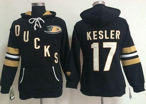 Women's Anaheim Ducks #17 Ryan Kesler Black Old Time Heidi NHL Hoodie