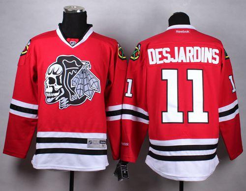 Chicago Blackhawks #11 Andrew Desjardins Red(White Skull) Stitched NHL Jersey