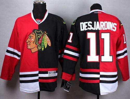 Chicago Blackhawks #11 Andrew Desjardins Red Black Split Stitched NHL Jersey