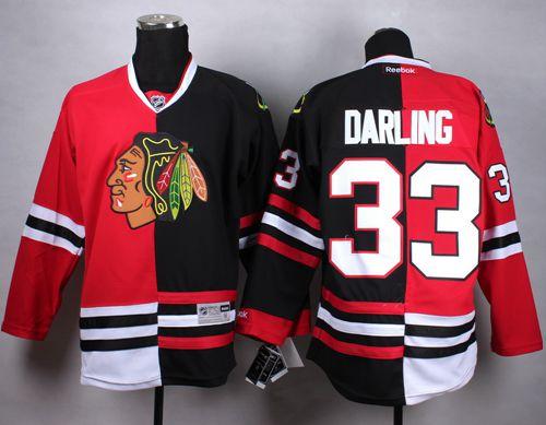 Chicago Blackhawks #33 Scott Darling Red Black Split Stitched NHL Jersey