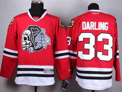 Chicago Blackhawks #33 Scott Darling Red(White Skull) Stitched NHL Jersey