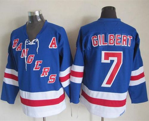 New York Rangers #7 Rod Gilbert Light Blue CCM Throwback Stitched NHL Jersey