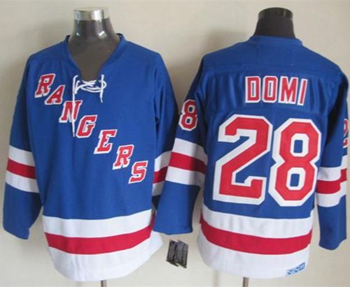 New York Rangers #28 Tie Domi Light Blue CCM Throwback Stitched NHL Jersey