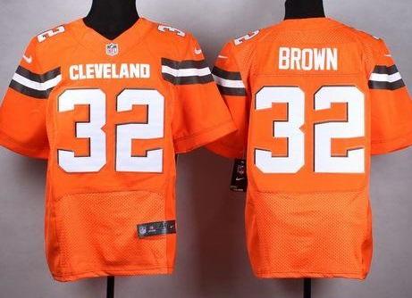 Nike Cleveland Browns #32 Jim Brown Orange Stitched NFL Elite Jersey
