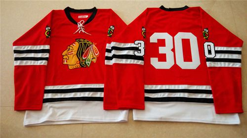 Chicago Blackhawks #30 ED Belfour Red Mitchell And Ness 1960-61 Stitched NHL Jersey