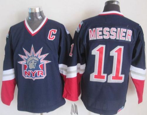 New York Rangers #11 Mark Messier Navy Blue CCM Statue of Liberty Stitched NHL Jersey