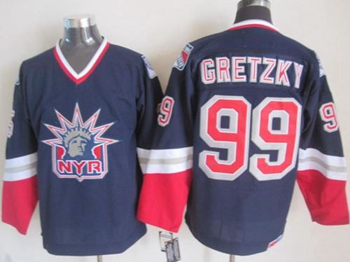 New York Rangers #99 Wayne Gretzky Navy Blue CCM Statue of Liberty Stitched NHL Jersey