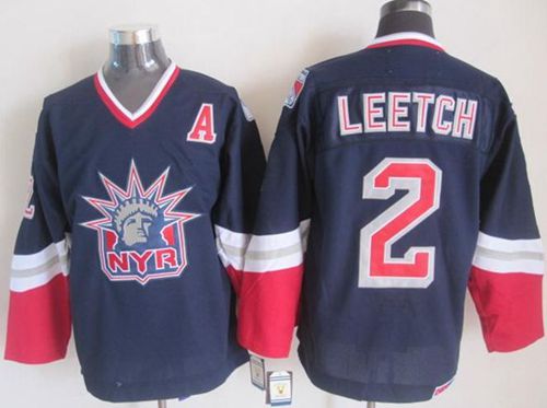 New York Rangers #2 Brian Leetch Navy Blue CCM Statue of Liberty Stitched NHL Jersey