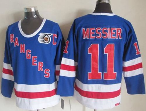 New York Rangers #11 Mark Messier Blue CCM 75TH Stitched NHL Jersey