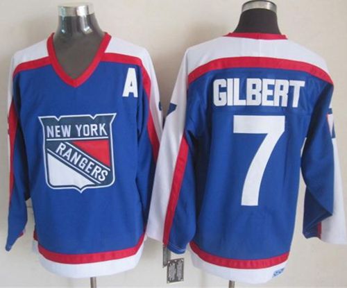 New York Rangers #7 Rod Gilbert Blue White CCM Throwback Stitched NHL Jersey