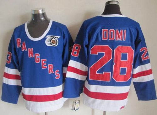 New York Rangers #28 Tie Domi Blue CCM 75TH Stitched NHL Jersey New York Rangers #28 Tie Domi Blue CCM 75TH Stitched NHL Jersey