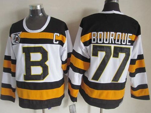 Boston Bruins #77 Ray Bourque White CCM Throwback 75TH Stitched NHL Jersey