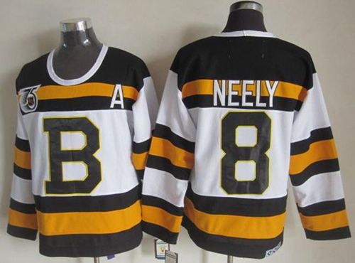 Boston Bruins #8 Cam Neely White CCM Throwback 75TH Stitched NHL Jersey