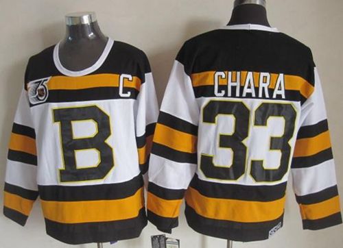 Boston Bruins #33 Zdeno Chara White CCM Throwback 75TH Stitched NHL Jersey