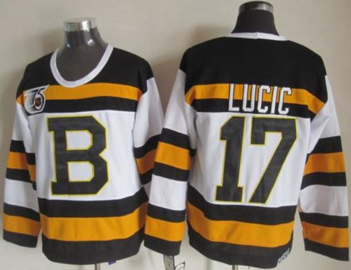 Boston Bruins #17 Milan Lucic White CCM Throwback 75TH Stitched NHL Jersey
