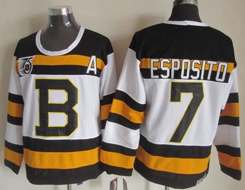 Boston Bruins #7 Phil Esposito White CCM Throwback 75TH Stitched NHL Jersey