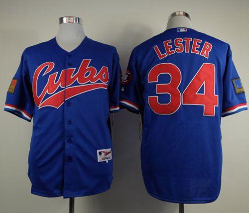 Chicago Cubs #34 Jon Lester Blue 1994 Turn Back The Clock Stitched Baseball Jersey