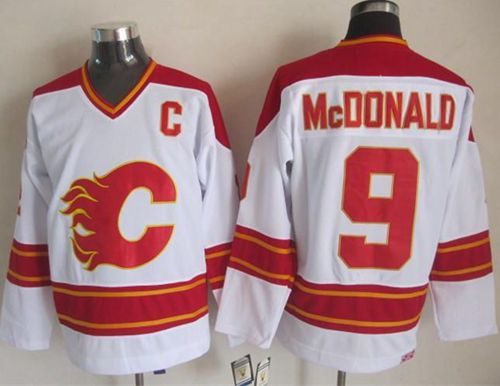 Calgary Flames #9 Lanny McDonald White CCM Throwback Stitched NHL Jersey Calgary Flames #9 Lanny McDonald White CCM Throwback Stitched NHL Jersey