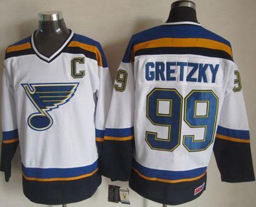 St. Louis Blues #99 Wayne Gretzky White Navy CCM Throwback Stitched NHL Jersey