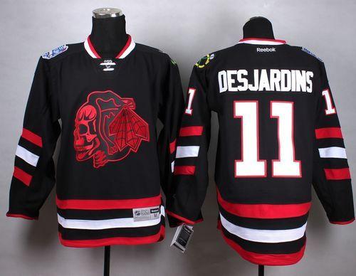 Chicago Blackhawks #11 Andrew Desjardins Black(Red Skull) Stitched NHL Jersey